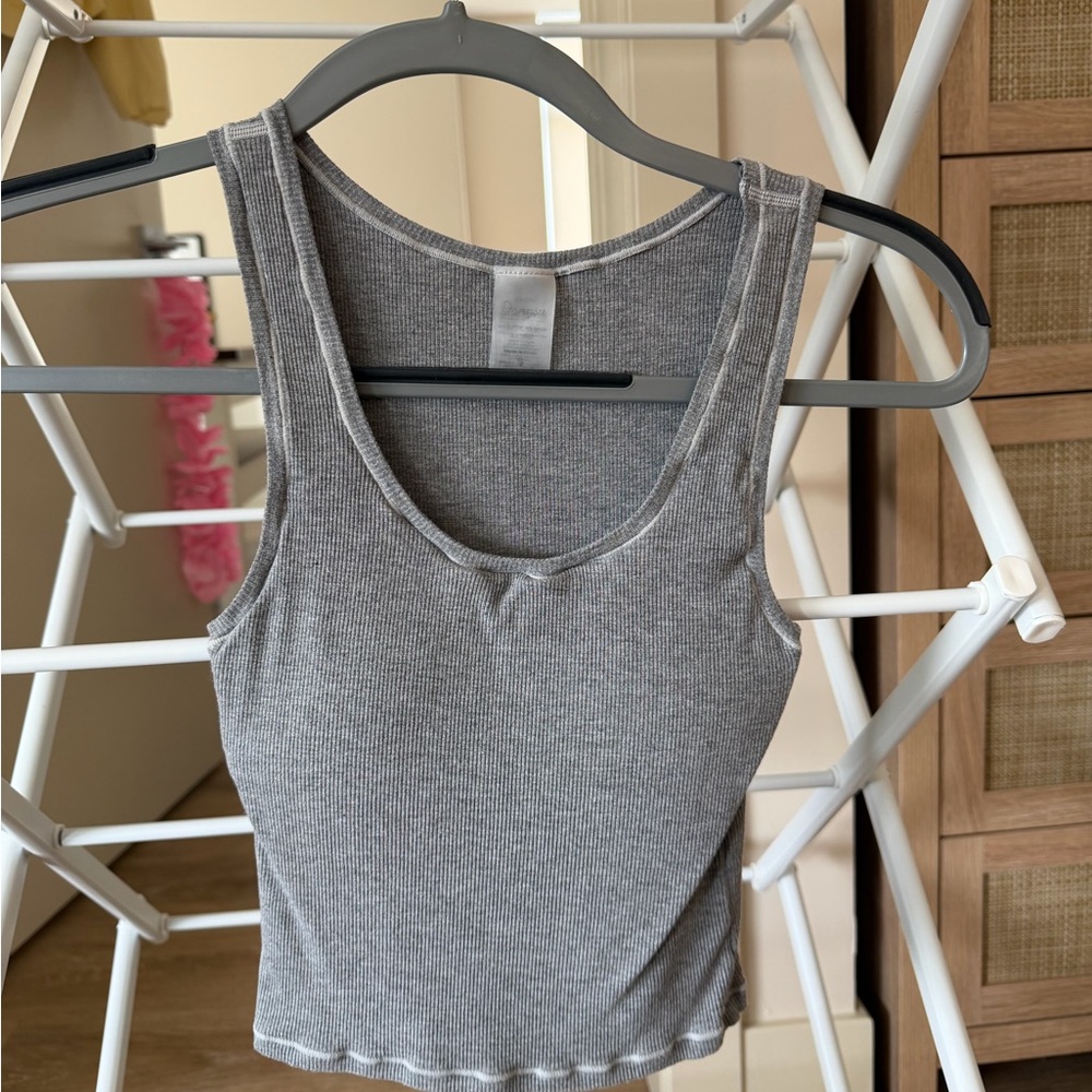 Amazon Essentials Gray Ribbed Tank Top
